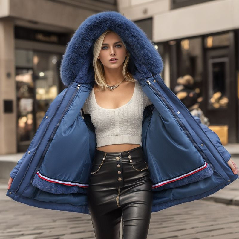 Damen warme Winterjacke mit abnehmbarem Pelzkragen ModeGeist