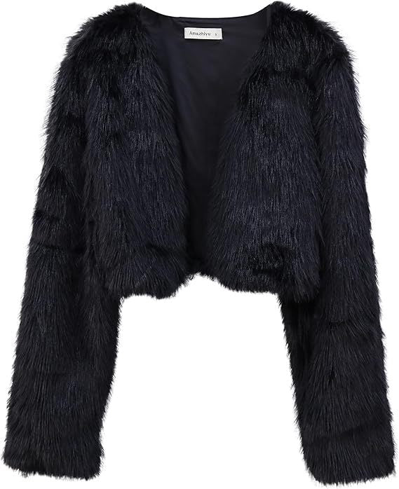 Damen Flauschige Kurzjacke mit offenem Schnitt ModeGeist