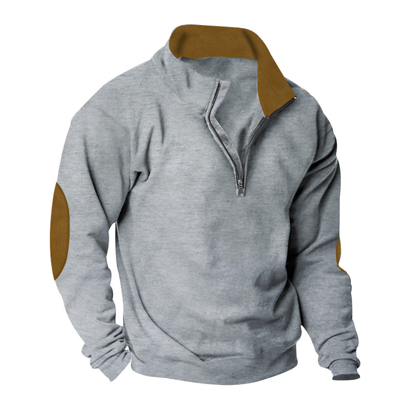 Herren Fleece Sweatshirt mit Stehkragen und schicken Kontrastärmel ModeGeist