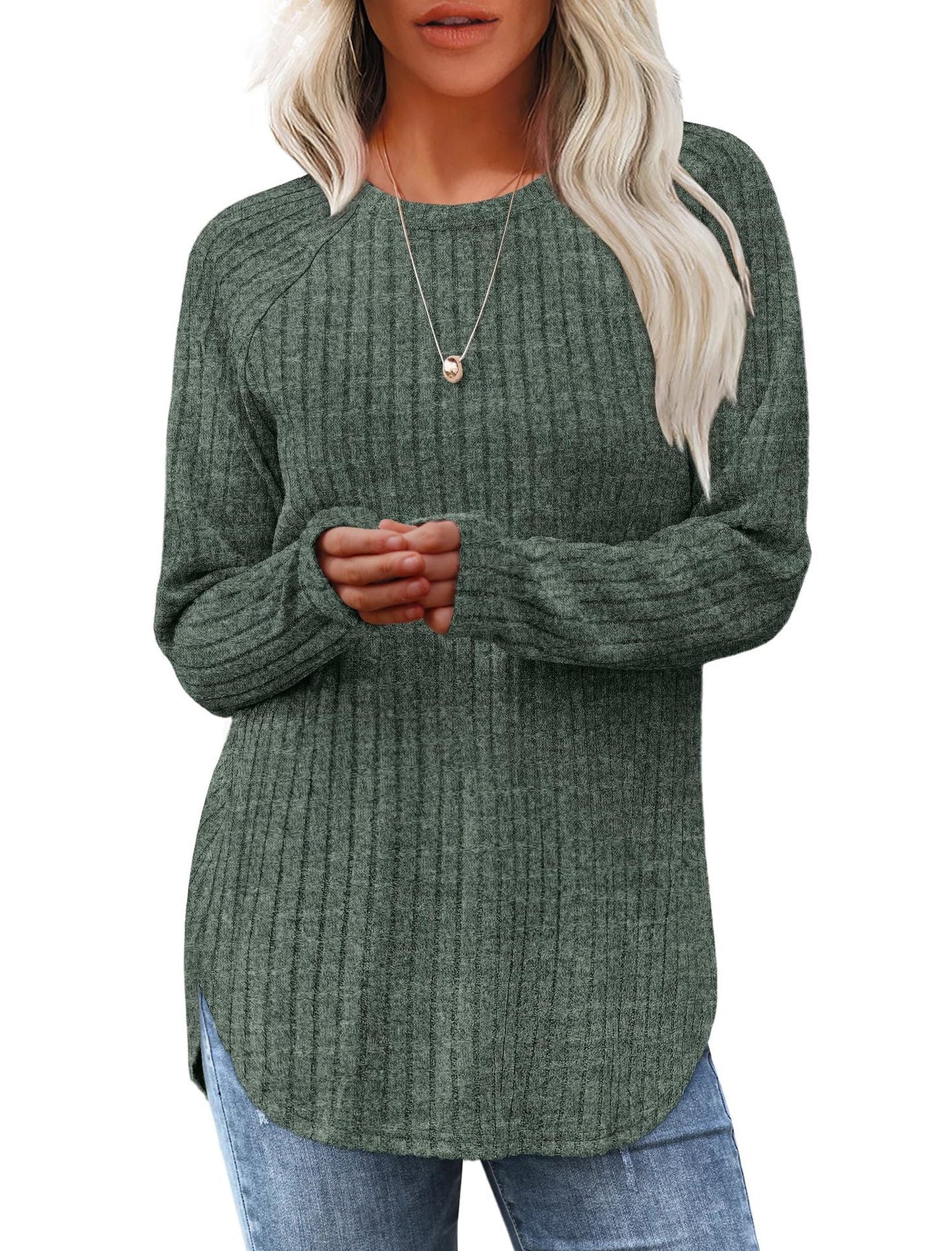 Damen weicher und lässiger Strickpullover mit Rippenmuster ModeGeist