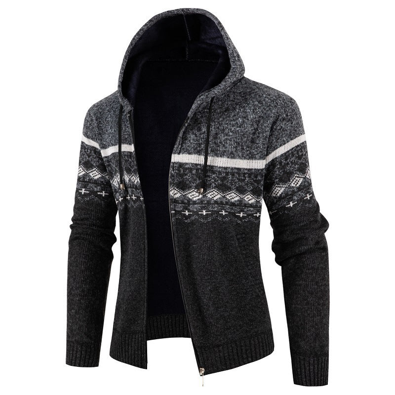 Herren Kapuzenpullover mit Norweger-Muster ModeGeist