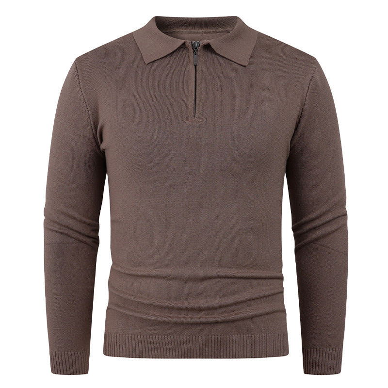 Herren Strickpullover mit halb offenem Kragen und feiner Rippenstruktur ModeGeist