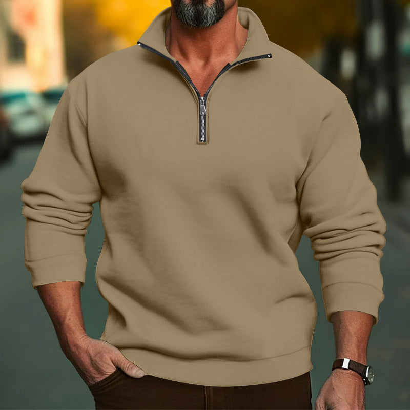 Herren Sweatshirt mit halblangem Reißverschluss und weichem Innenfutter ModeGeist