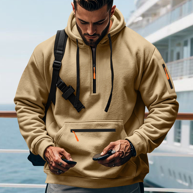 Herren sportlicher Hoodie mit praktischen Reißverschlusstaschen ModeGeist