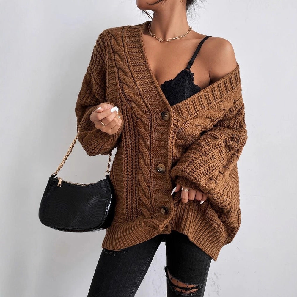 Damen Grobstrick-Cardigan mit dekorativem Zopfmuster ModeGeist