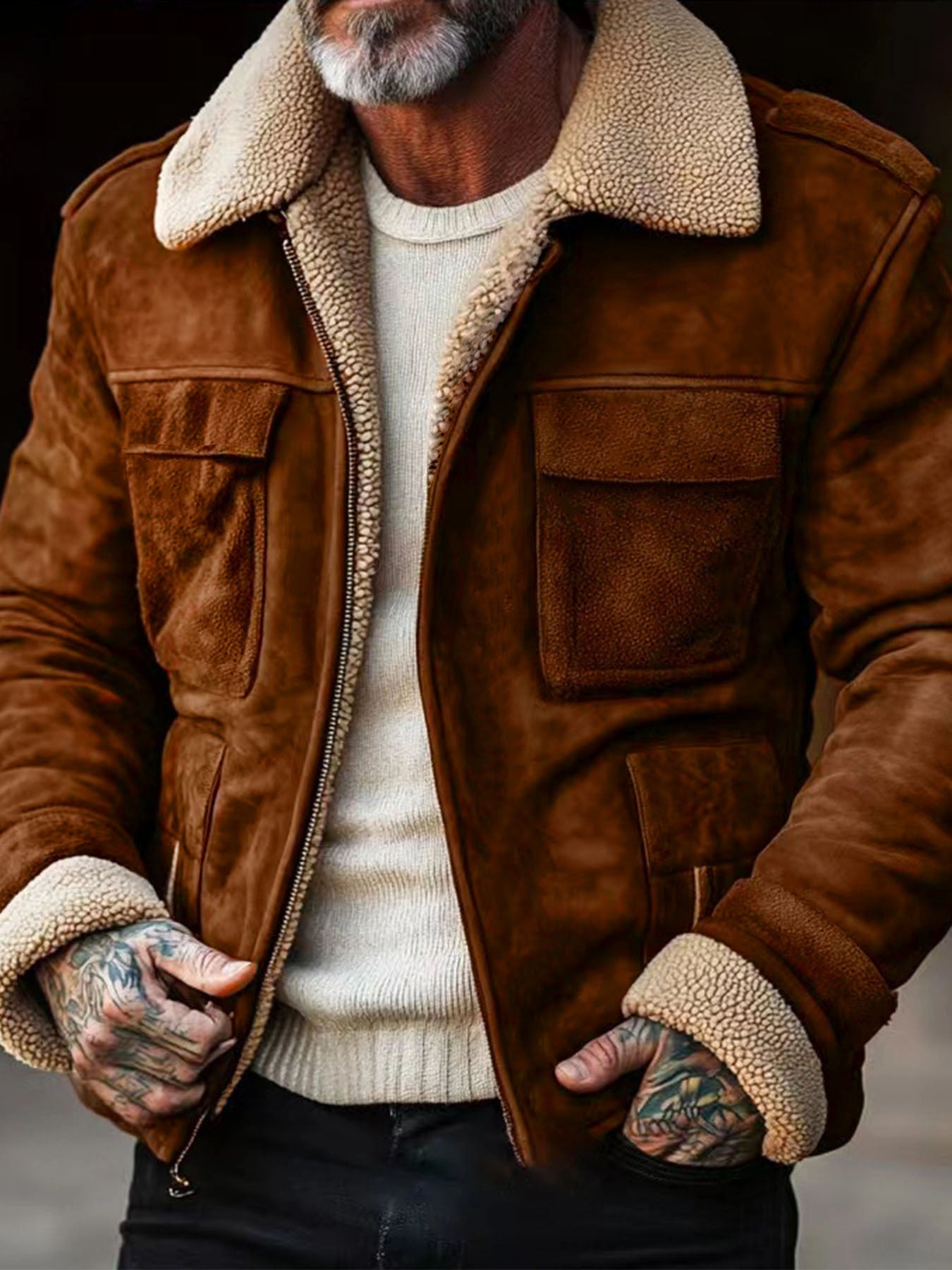 Herren stylischer jacke mit warmem Futter ModeGeist