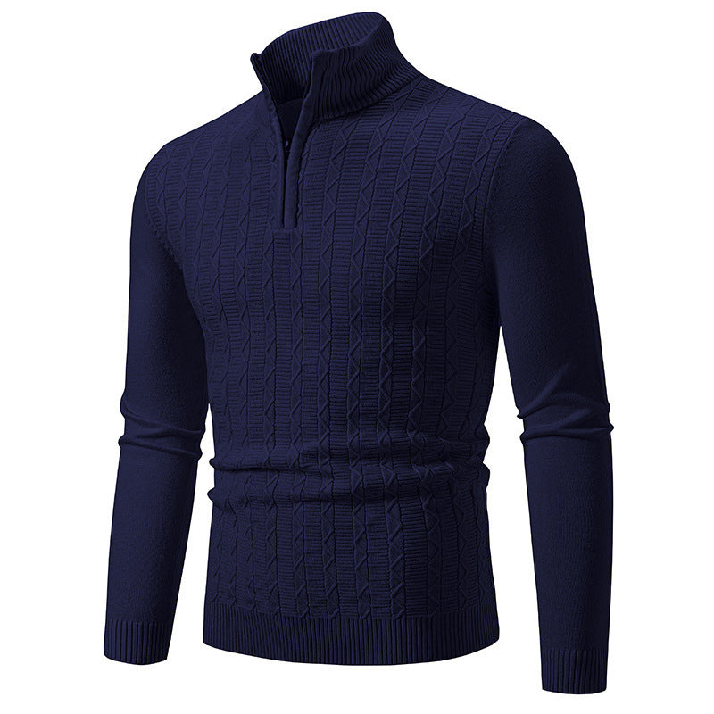 Herren modischer Strickpullover mit Stehkragen und Reißverschluss ModeGeist