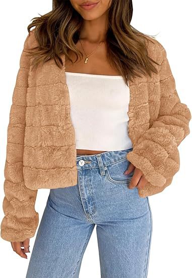 Damen Flauschige Kurzjacke im modernen Design ModeGeist