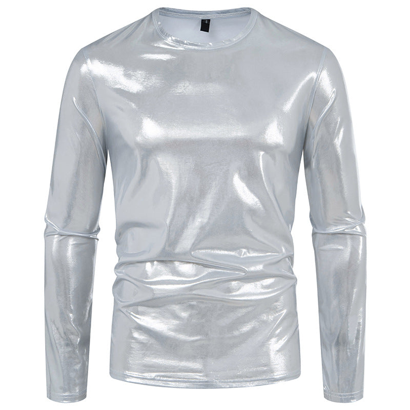 Herren Langarmshirt aus glattem, reflektierendem Material ModeGeist