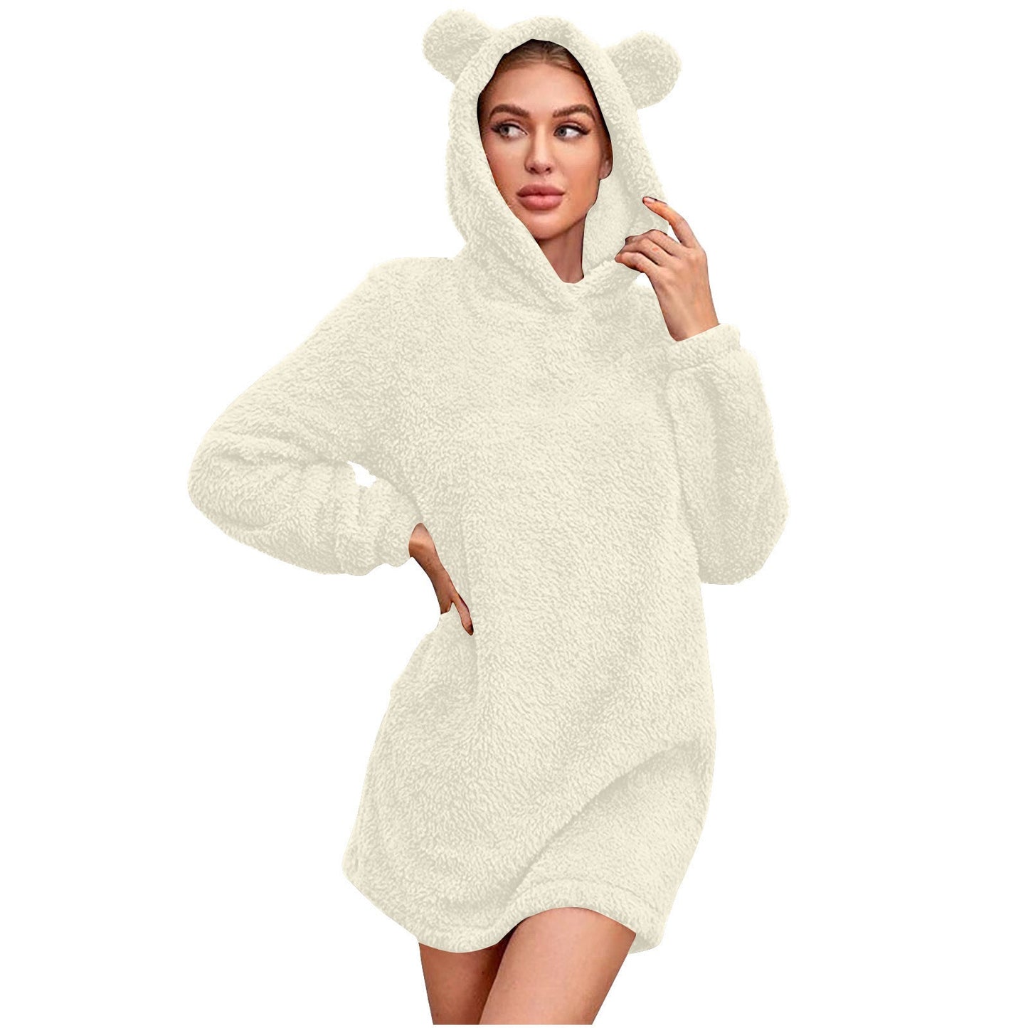 Damen Kuscheliger Hoodie mit Bärenohren ModeGeist