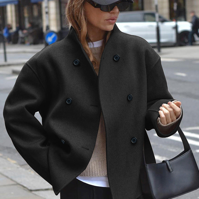 Damen modische Kurzjacke mit doppelter Knopfreihe und lässigen Ärmeln ModeGeist