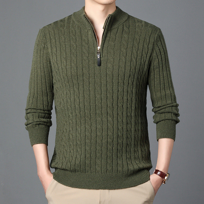 Herren Hochwertiger Strickpullover mit modernem Zipper und Detailstruktur ModeGeist