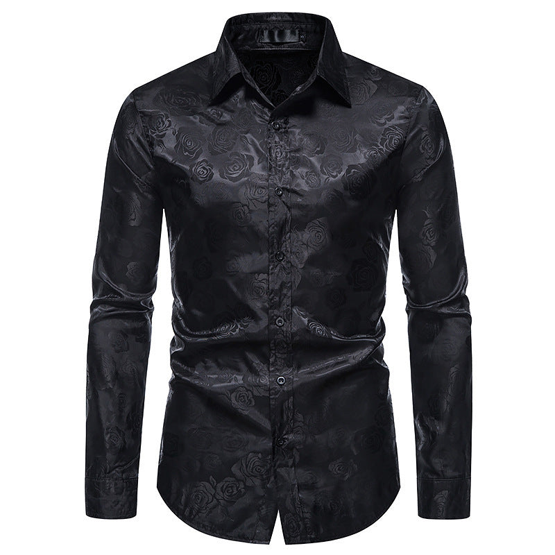 Herren Hemd mit floralen Prägungen und elegantem Glanz ModeGeist