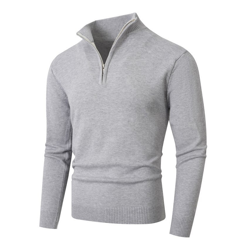 Herren Strickpullover mit modernem Stehkragen und hochwertigem Reißverschluss ModeGeist