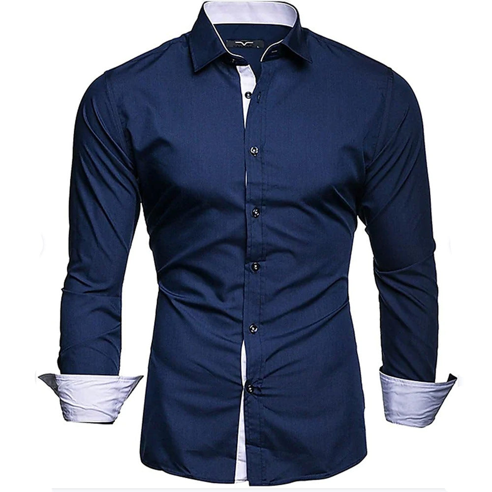 Herren elegantes Langarmhemd mit kontrastierenden Manschetten ModeGeist