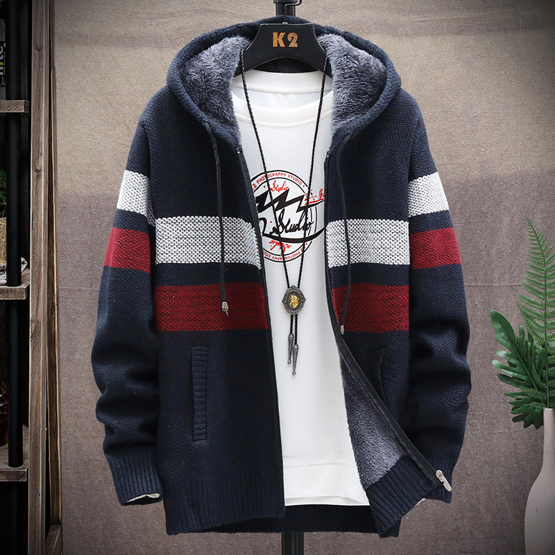 Herren Fleece-Hoodie mit hohem Kragen und Struktur ModeGeist
