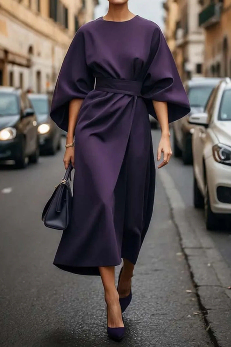Damen elegantes Maxikleid mit Ballonärmel und tailliertem Schnitt ModeGeist