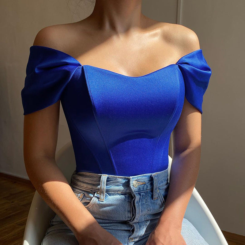 Damen Elegantes Off-Shoulder Oberteil mit Puffärmeln ModeGeist
