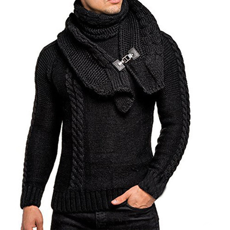 Herren Strickpullover mit integriertem Schal ModeGeist
