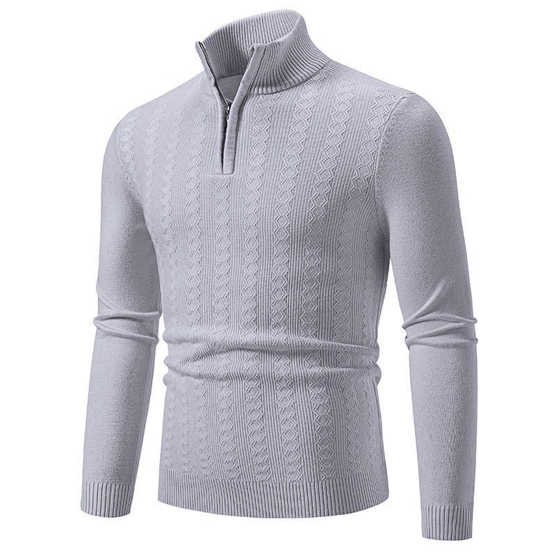 Herren Pullover mit Stehkragen und Zipper ModeGeist