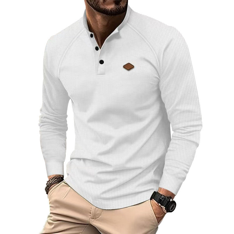 Herren Langarm-Henley-Shirt mit strukturierter Oberfläche und modischen Knopfdetails ModeGeist
