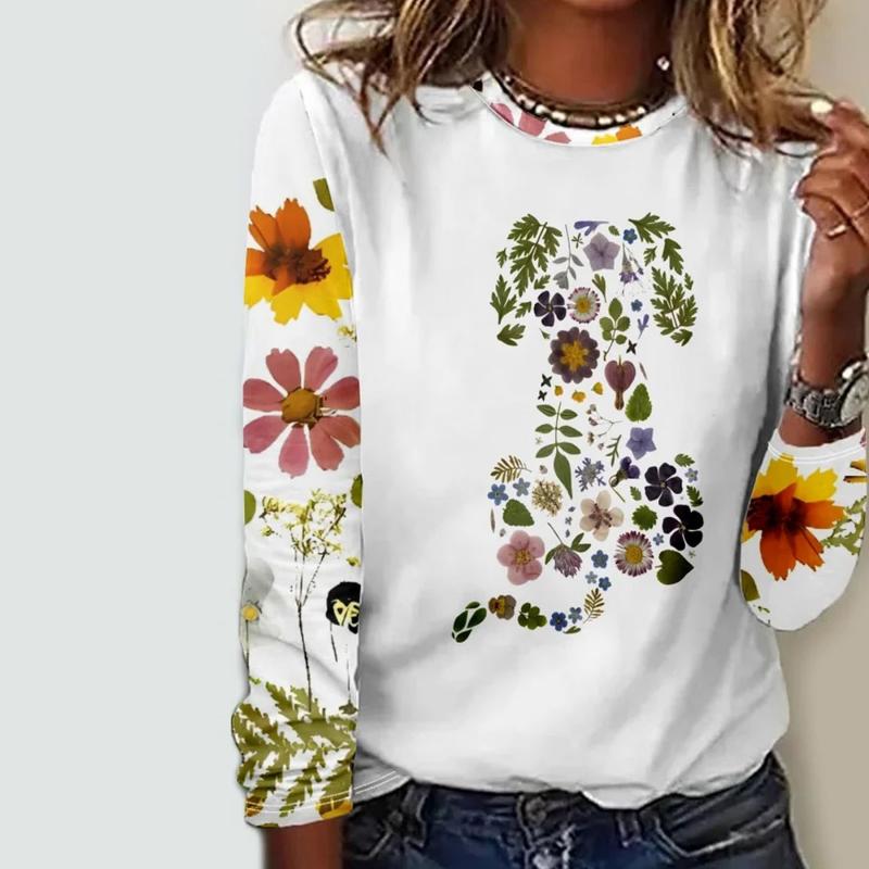 Blumendruck-T-Shirt mit kreativem Design