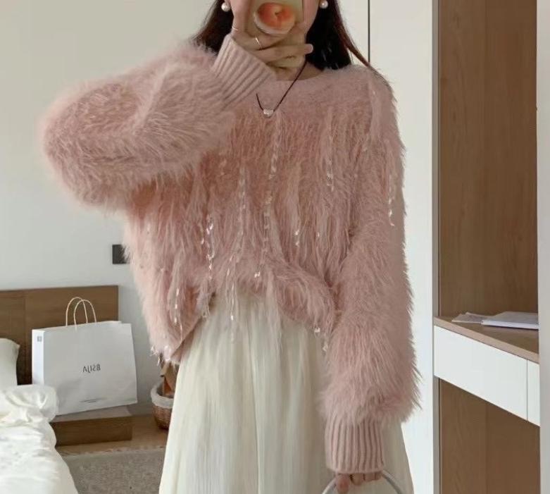 Damen Flauschiger Strickpullover mit einzigartigen Details ModeGeist