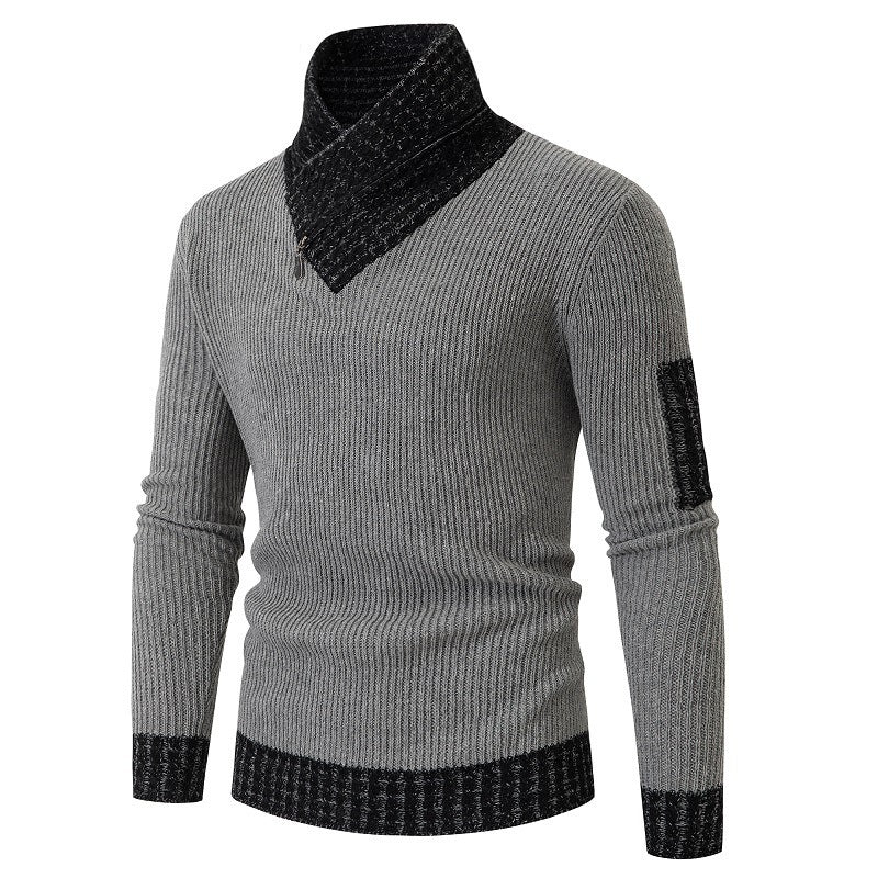 Herren Pullover mit modernem asymmetrischem Kragen und strukturiertem Design ModeGeist