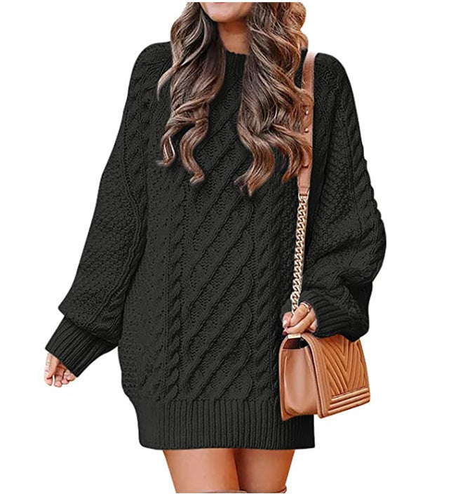Damen Großer Strickpullover mit Zopfmuster und lässigem Schnitt ModeGeist
