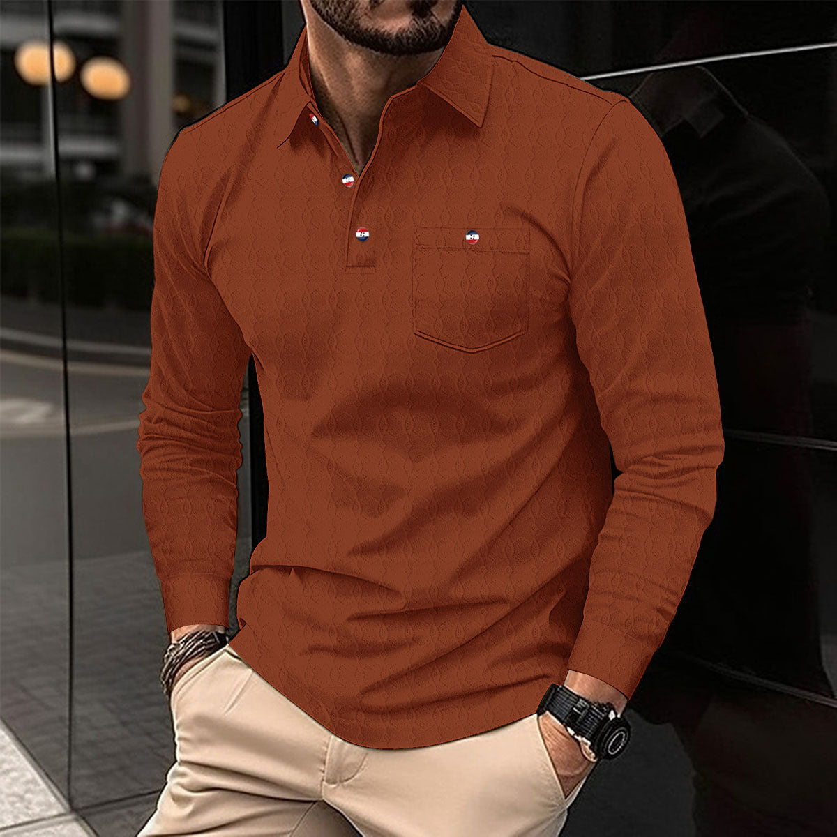 Herren Langarmshirt mit strukturiertem Muster ModeGeist