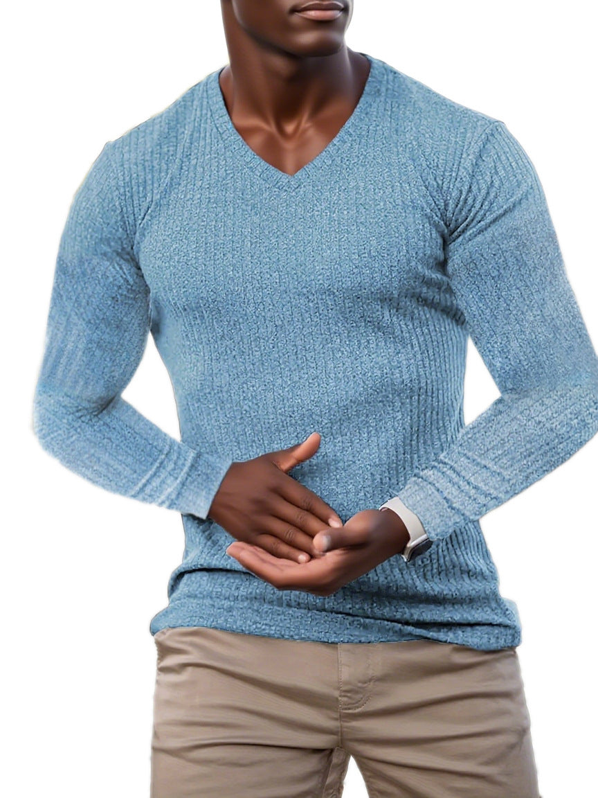 Herren elegantes V-Ausschnitt Pullover aus strukturiertem Strickmaterial ModeGeist