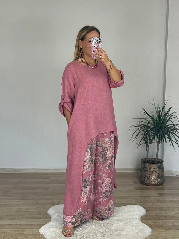 Damen Relaxed Fit Leinen Tunika Top ModeGeist