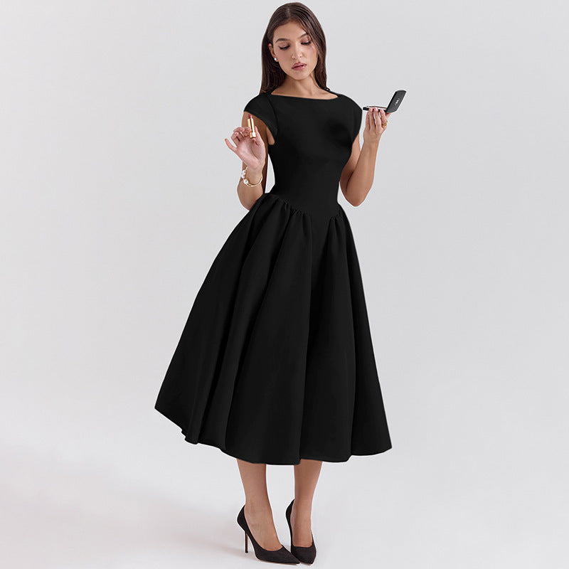 Damen Midi-Kleid mit elegantem A-Linien Schnitt und schickem Quadrat-Ausschnitt ModeGeist