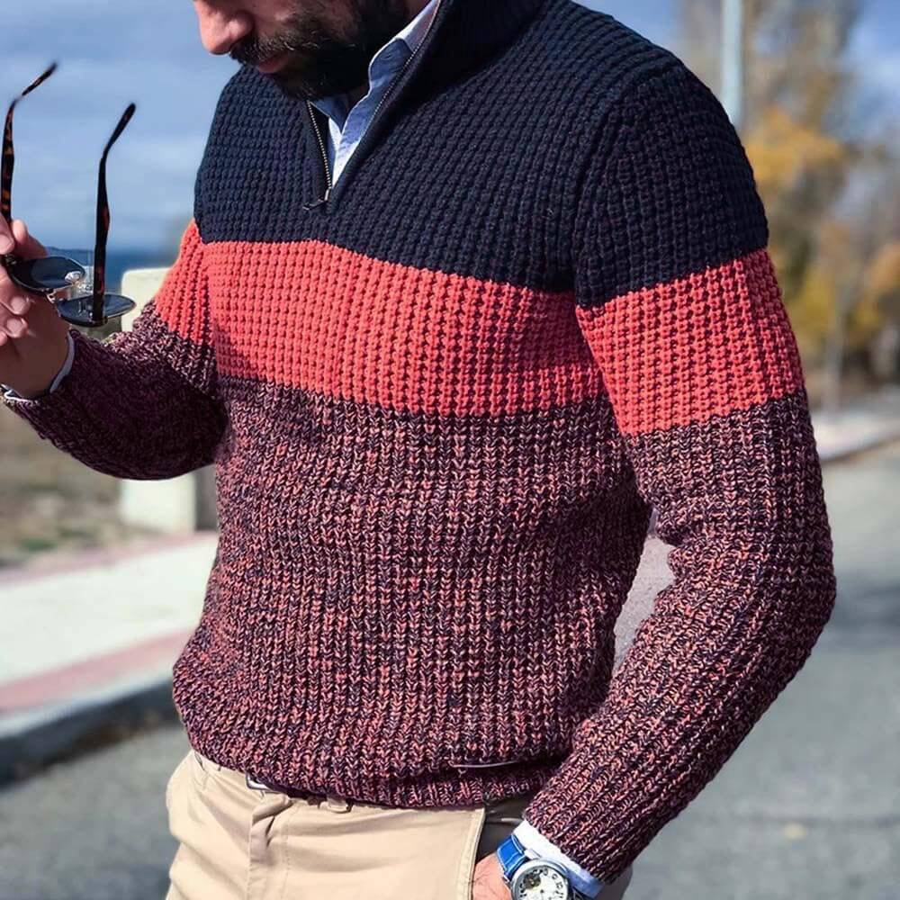 ModeGeist | Gestrickter Pullover mit Blockfarben Acryl Warm und Modern
