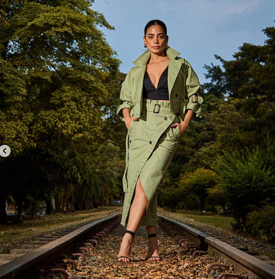 Damen modische Jacke und Rock Set ModeGeist