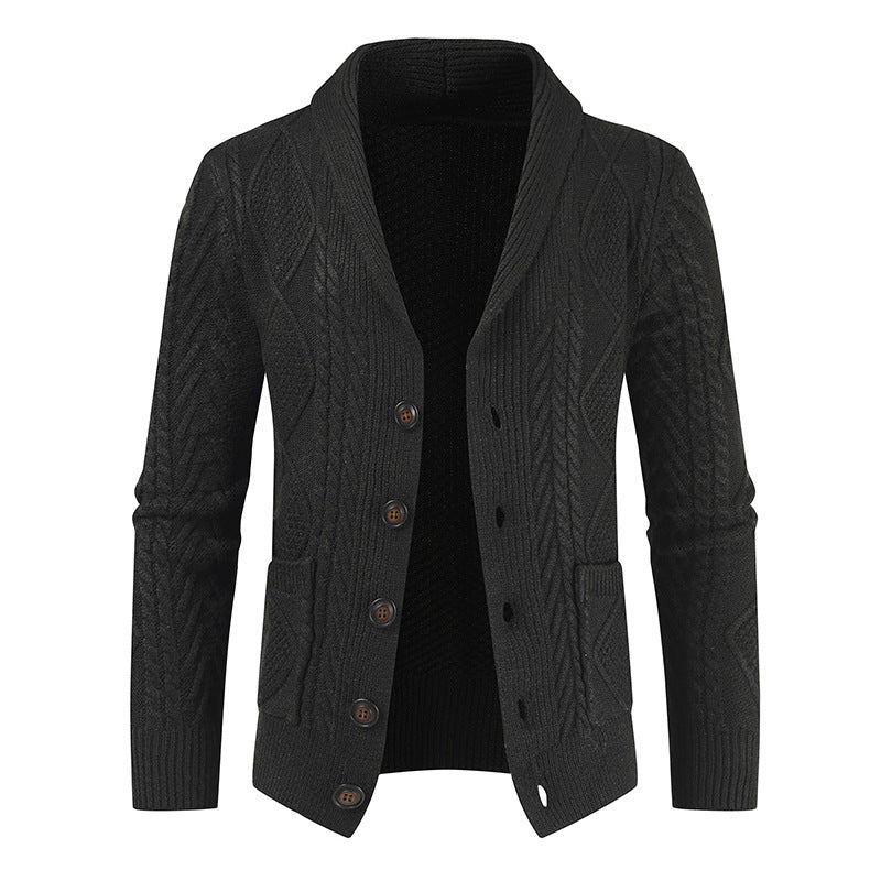 Herren Strickjacke mit modernem Zopfmuster und schickem Schalkragen ModeGeist