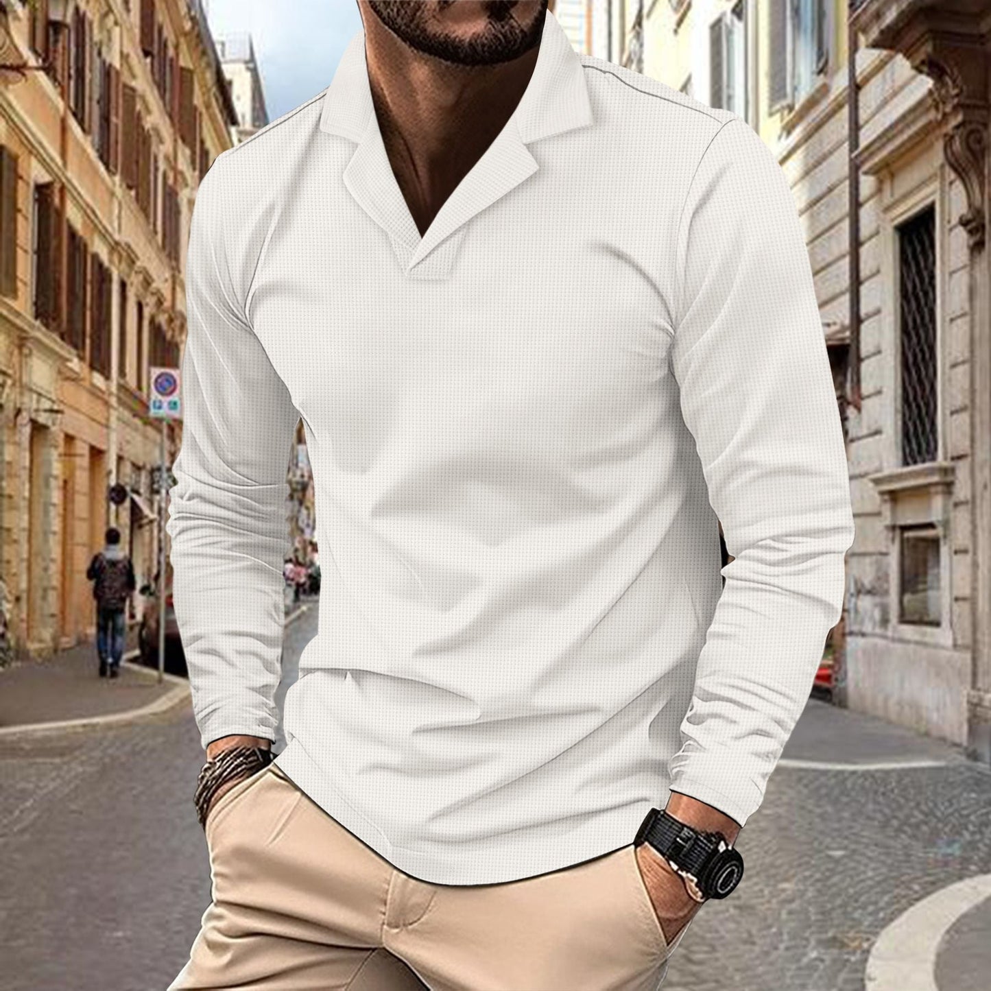 Herren modisches Langarmshirt mit strukturiertem Design ModeGeist
