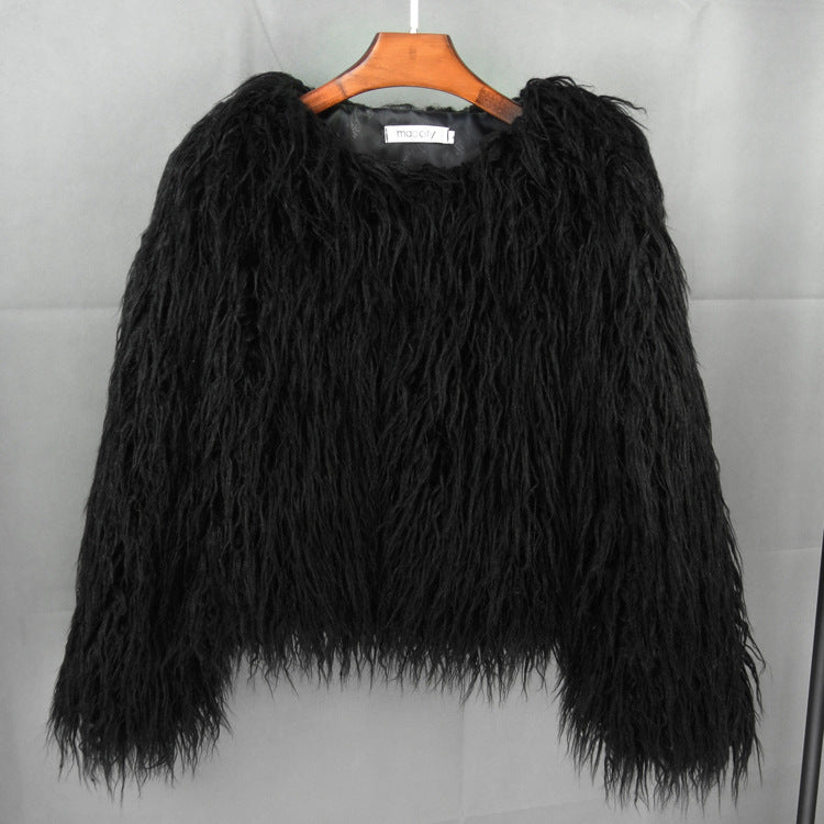 Damen Flauschige Kunstfelljacke mit lockerer Passform und voluminösem Design ModeGeist