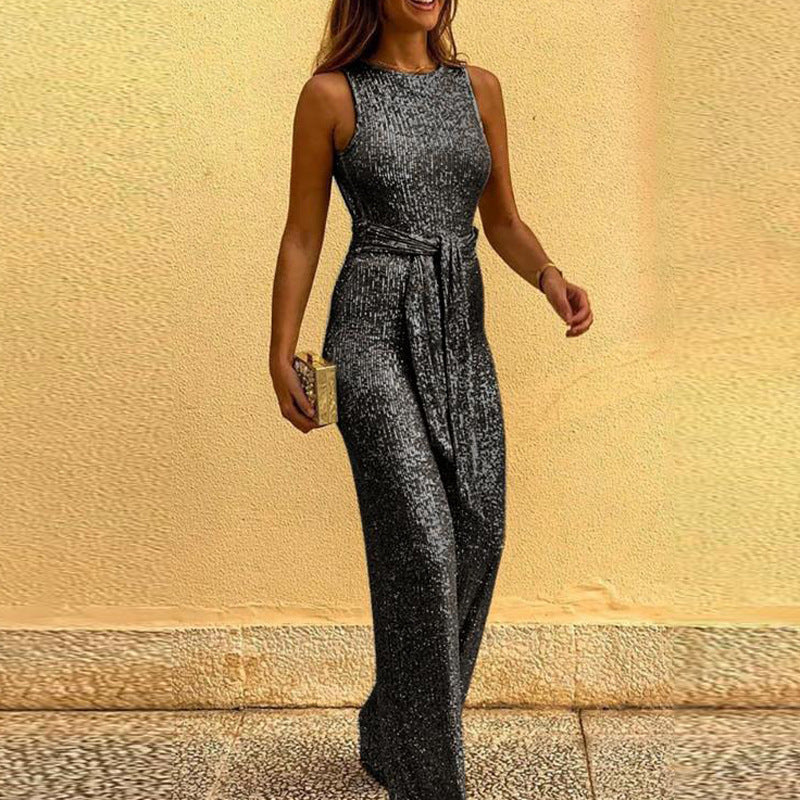 Damen Glitzerndes Abendkleid mit elegantem Taillengürtel ModeGeist