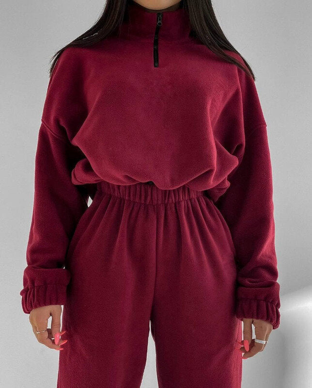 Damen Fleece-Pullover und Jogginghose mit engem Bund ModeGeist