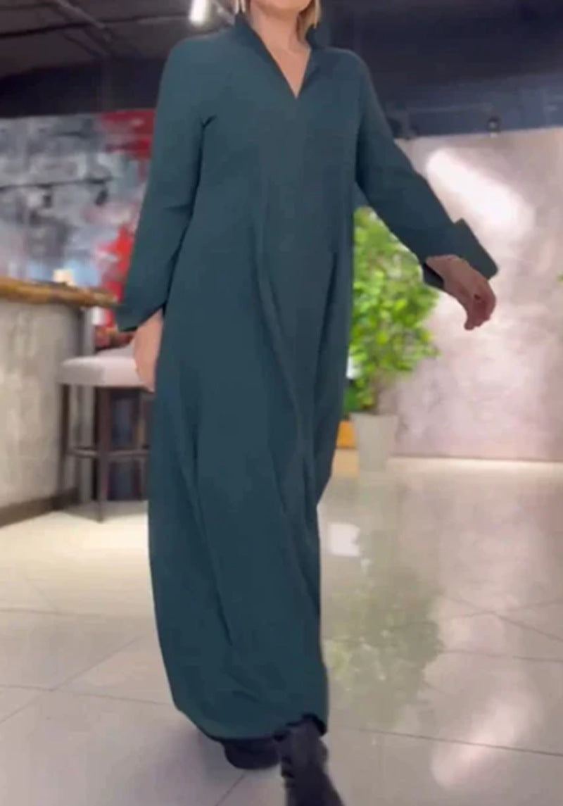 Modisches Damen-Midi-Kleid mit Seitentaschen in lässiger Form
