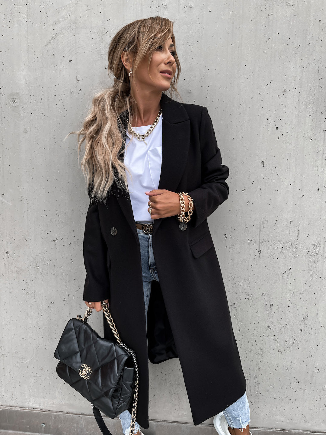 Damen eleganter Wollmantel im Oversized-Stil ModeGeist