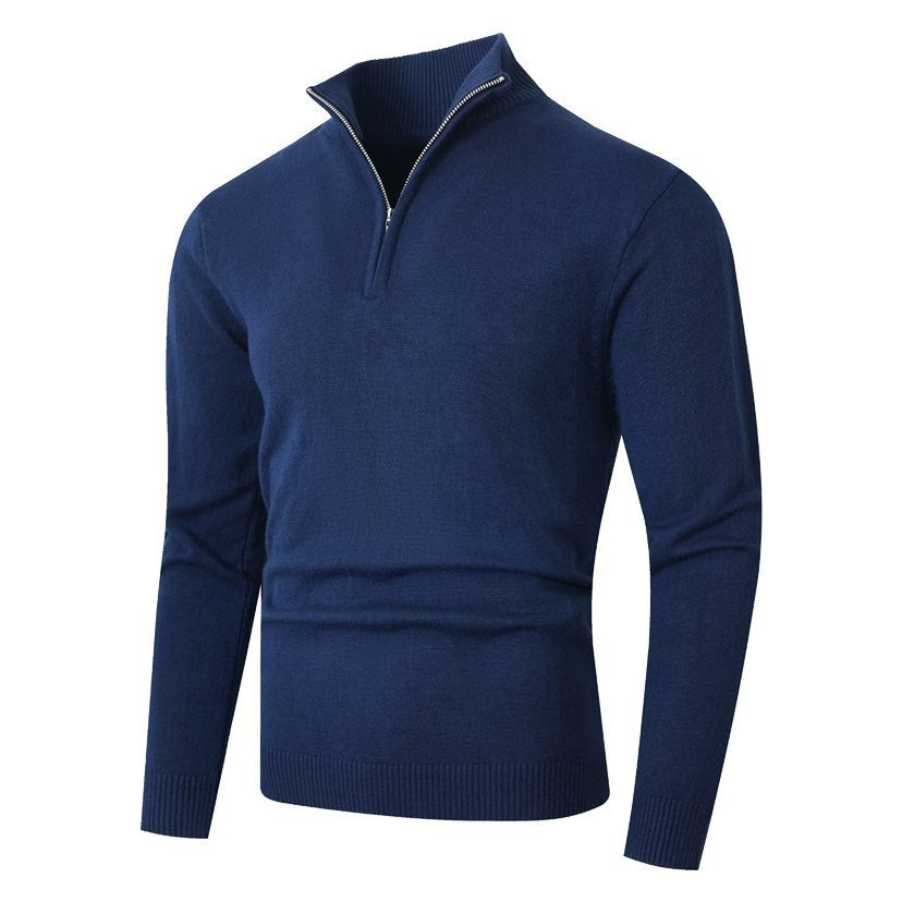 Herren Strickpullover mit modernem Stehkragen und hochwertigem Reißverschluss ModeGeist