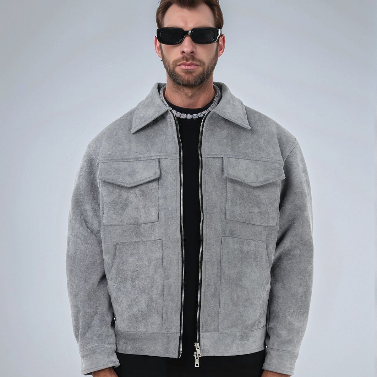 Herren Suede-Jacke mit modernen Taschen ModeGeist