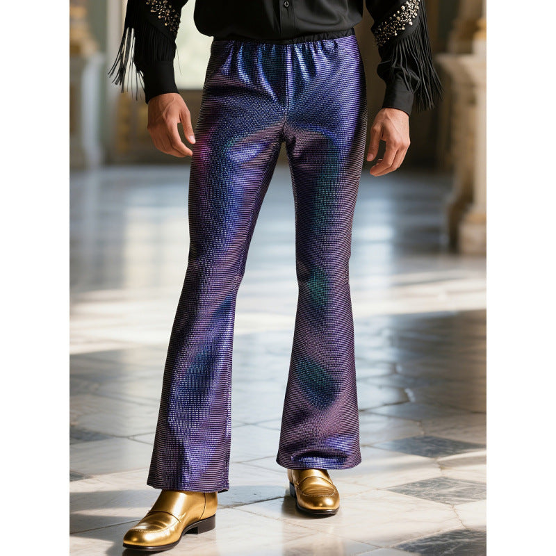 Herren Glitzernde Discohose mit weitem Bein und elastischem Bund ModeGeist