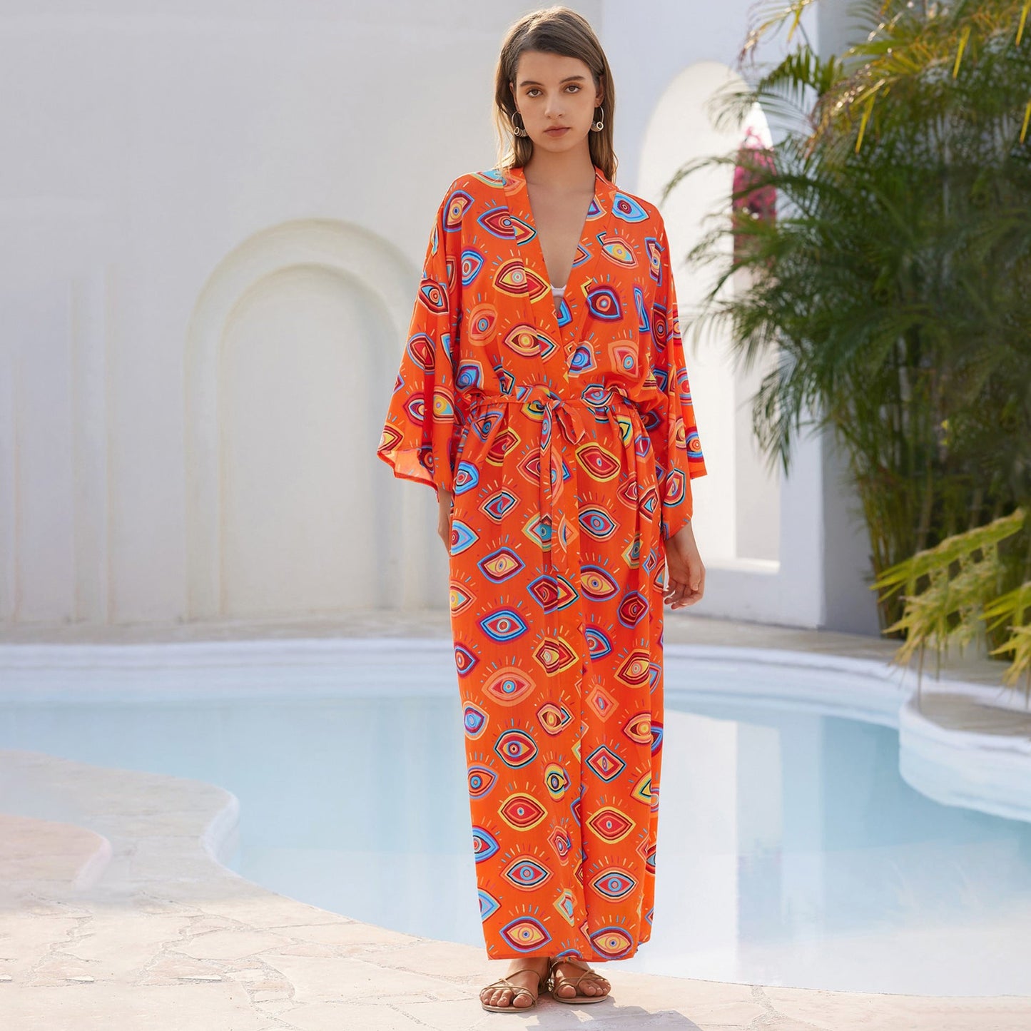 Modisches Bohemian Maxi-Kaftan Kleid für Damen