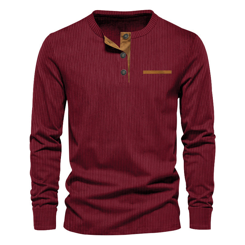 Herren Langarmshirt mit strukturiertem Design und praktischen Knopfdetails ModeGeist