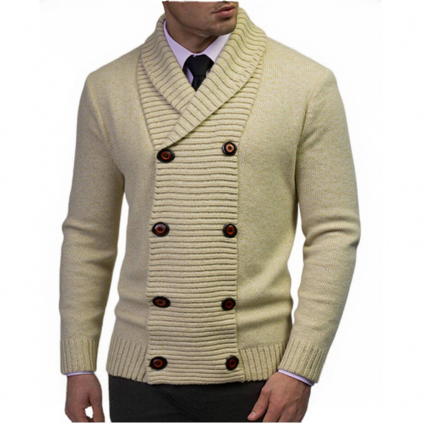 Herren modischer Strickpullover mit doppeltem Knopfverschluss und strukturiertem Design ModeGeist