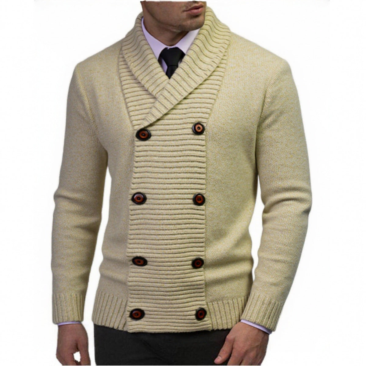 Herren modischer Strickpullover mit doppeltem Knopfverschluss und strukturiertem Design ModeGeist