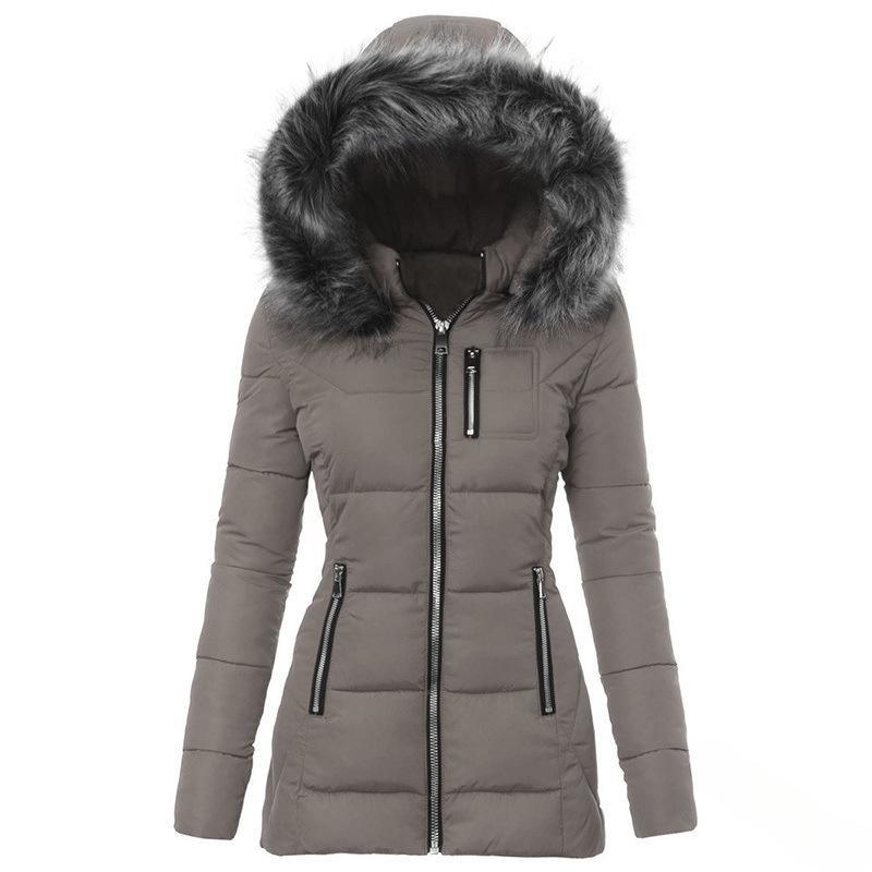 Damen Winterjacke mit abnehmbarem Kunstpelzkragen ModeGeist